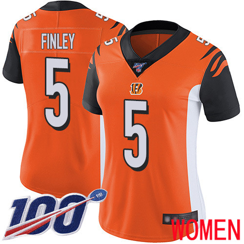 Cincinnati Bengals Limited Orange Women Ryan Finley Alternate Jersey NFL Footballl 5 100th Season Vapor Untouchable